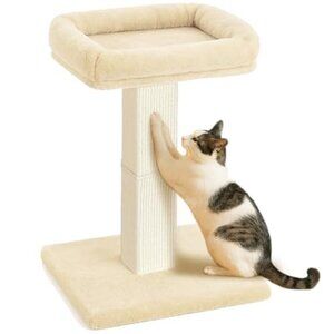 Cat Scratching Post 32 Inch Cat Tree with Elevated Bed Sisal Carpet Indoor